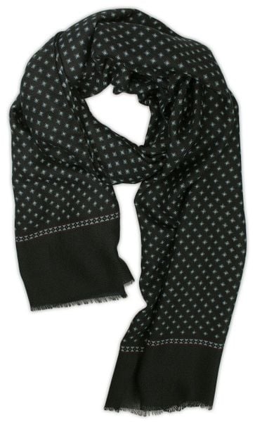 Czarny Elegancki Szalik V.Fraas, Wzór Geometryczny, Przejściowy, Cienki. Czarne szaliki męskie V. Fraas, bez wzorów. Za 55.00 zł.