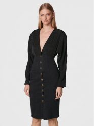 Pinko Sukienka jeansowa Ruggito 1J1123 A0CN Czarny Slim Fit. Czarne sukienki damskie Pinko, bez wzorów, z bawełny, bez kołnierzyka, bez ramiączek. Za 869.99 zł.