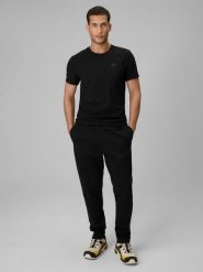 4F Spodnie dresowe męskie - czarne L. Czarne spodnie dresowe męskie 4f, bez wzorów, z dresówki. Za 159.99 zł.