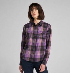 LEE REGULAR WESTERN SHIRT DAMSKA KOSZULA Z DŁUGIM RĘKAWEM KRATKA AMETHYST ORCHID L45SXATI 112140157. Fioletowe koszule damskie Lee, l, bez wzorów, bez kołnierzyka, bez ramiączek. Za 129.99 zł.