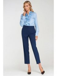 Nife Spodnie w kolorze niebieskim rozmiar: 40. Niebieskie spodnie materiałowe damskie Nife, bez wzorów, z materiału, z podwyższonym stanem. Za 156.98 zł.