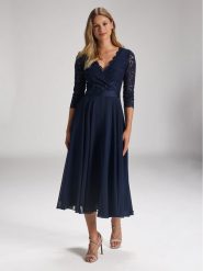 Swing Sukienka koktajlowa 5AE29100 Granatowy Regular Fit. Niebieskie sukienki damskie Swing, bez wzorów, z syntetyku, wizytowe, bez kołnierzyka, bez ramiączek. Za 649.99 zł.