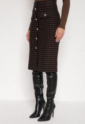 Czarna Ołówkowa Tweedowa Spódnica w Kraciasty Wzór z Guzikami Anitusa. Czarne spódniczki damskie Born2be, m, bez wzorów, z jeansu, eleganckie, midi, ołówkowe. Za 79.99 zł.