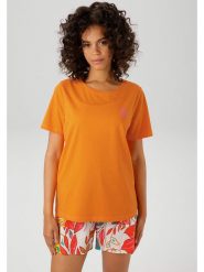 Aniston Koszulka w kolorze pomarańczowym rozmiar: 40. Pomarańczowe bluzki damskie Aniston, bez wzorów, z bawełny, bez kołnierzyka, bez ramiączek. Za 39.99 zł.