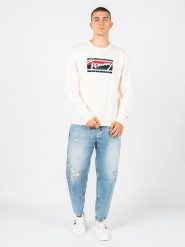 Tommy Jeans Sweter | DM0DM13045 | Mężczyzna | Biały. Białe swetry męskie Tommy Hilfiger, m, bez wzorów, z dzianiny, bez kołnierzyka. W wyprzedaży za 279.00 zł.