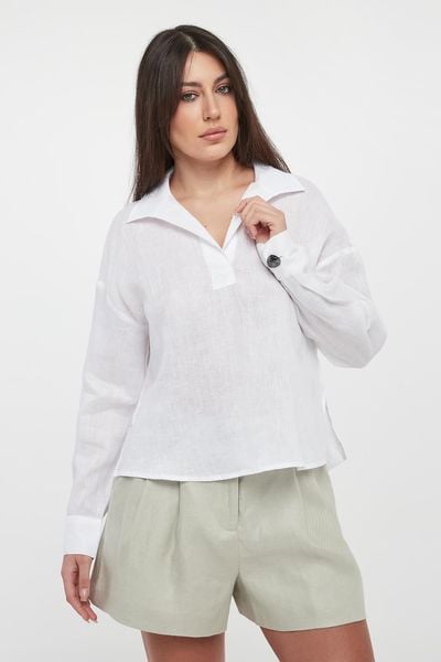 Bluzka damska lniana ARMANI EXCHANGE. Bluzki damskie Armani Exchange, xs, bez wzorów, bez kołnierzyka, bez ramiączek. Za 649.00 zł.