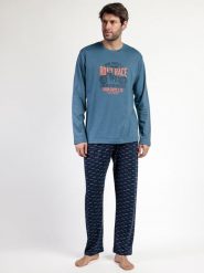 Admas Piżama "Road race" w kolorze niebiesko-granatowym rozmiar: XXL. Niebieskie piżamy męskie admas, xxl, bez wzorów, bez ramiączek. Za 165.99 zł.