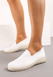 Białe Sportowe Tenisówki z Elastyczną Materiałową Cholewką Nobilara. Białe trampki i tenisówki damskie Renee, bez wzorów, z jeansu. Za 39.99 zł.
