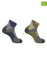 SALOMON Skarpety trekkingowe (2 pary) "X Ultra Access Quarter" w kolorze oliwkowo-niebieskim rozmiar: 36-38. Brązowe skarpetki męskie Salomon, bez wzorów, z wełny. Za 47.71 zł.