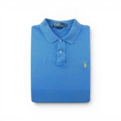 Koszulka polo męska Classic Fit Polo Ralph Lauren. Niebieskie koszulki polo męskie Ralph Lauren, m, bez wzorów, z materiału, bez ramiączek. Za 106.46 zł.
