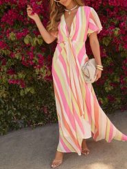 LA Angels Sukienka w kolorze różowo-beżowym rozmiar: M. Brązowe sukienki damskie LA Angels, m, bez wzorów, bez kołnierzyka, bez ramiączek, maxi. Za 243.64 zł.