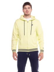 Bluza z bawełna z kaptur na co dzień na siłownię. Żółte bluzy sportowe męskie LEONE 1947 APPAREL, bez wzorów, z bawełny, bez kołnierzyka, bez ramiączek. Za 189.41 zł.