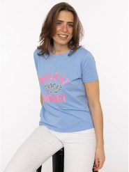 Zwillingsherz Koszulka w kolorze błękitnym rozmiar: XL. Niebieskie bluzki damskie Zwillingsherz, xl, bez wzorów, z bawełny, bez kołnierzyka, bez ramiączek. Za 82.99 zł.