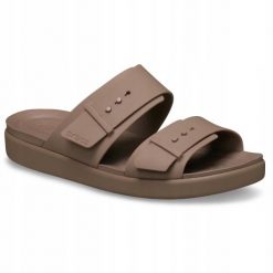 Sandały dla Kobiet Crocs Brooklyn Buckle Low. Brązowe sandały damskie Crocs, bez wzorów, z materiału, bez obcasa, na obcasie. Za 239.99 zł.