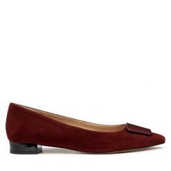 Baleriny Geox. Czerwone baleriny damskie Geox, bez wzorów, bez obcasa. Za 409.99 zł.