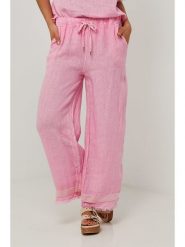 Le Monde du Lin Lniane spodnie w kolorze jasnoróżowym rozmiar: 34/36. Różowe spodnie materiałowe damskie Le Monde du Lin, bez wzorów, ze lnu, klasyczne, z standardowym stanem. Za 152.99 zł.