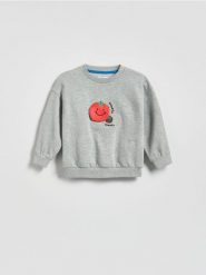Bluza z aplikacją - jasnoszary. Szare bluzy i bluzki niemowlęce Reserved, z aplikacjami, z bawełny, bez ramiączek, bez kaptura. Za 49.99 zł.
