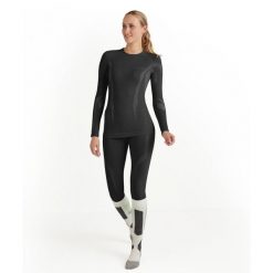 Damska koszulka z długim rękawem Falke Wool-Tech. Czarne bluzki sportowe damskie Falke, bez kołnierzyka, bez ramiączek. Za 486.00 zł.