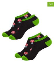 Lucky Socks Skarpety (2 pary) "Mushroom" w kolorze czarno-zielono-czerwonym rozmiar: 43-46. Czarne skarpetki męskie Lucky Socks, bez wzorów, prążkowane. Za 26.99 zł.