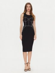 Elisabetta Franchi Sukienka koktajlowa AB-724-51E2-V440 Czarny Slim Fit. Czarne sukienki damskie Elisabetta Franchi, bez wzorów, z syntetyku, wizytowe, bez kołnierzyka, bez ramiączek. Za 1,899.00 zł.
