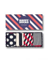 Skarpetki Happy Socks Classic Navy Giftbox 4-pack. Niebieskie skarpetki damskie Happy Socks, bez wzorów, z bawełny. Za 189.25 zł.