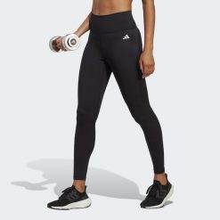 Legginsy treningowe z wysoką talią damskie 7/8 adidas Essentials. Czarne legginsy damskie Adidas, xs, bez wzorów, z materiału, na fitness i siłownię. Za 182.00 zł.