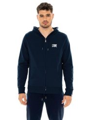 Męska bluza z kapturem zapinana na zamek z małym logo. Białe bluzy sportowe męskie LEONE 1947 APPAREL, bez wzorów, sportowe, bez kołnierzyka, bez ramiączek. Za 353.64 zł.