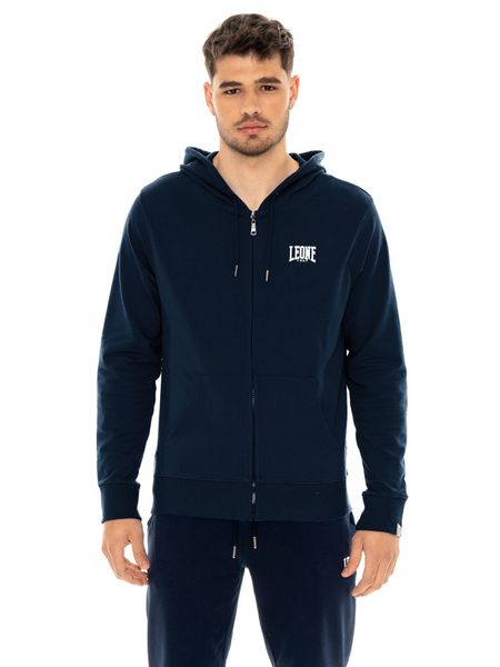 Męska bluza z kapturem zapinana na zamek z małym logo. Białe bluzy sportowe męskie LEONE 1947 APPAREL, bez wzorów, sportowe, bez kołnierzyka, bez ramiączek. Za 353.64 zł.