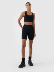 4F Legginsy kolarki treningowe bezszwowe damskie - czarne XS/S. Czarne legginsy damskie 4f, s, bez wzorów, z dzianiny. Za 79.99 zł.