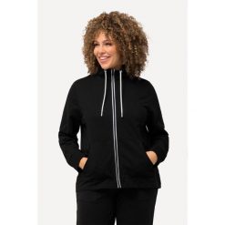 Damskie Bluza rozpinana stójka kieszeń kangurka dłuższy tył. Czarne bluzy bez kaptura damskie Ulla Popken, plus size, z bawełny. W wyprzedaży za 215.99 zł.