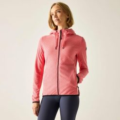 Damska bluza polarowa Ellula z kapturem i zamkiem błyskawicznym. Czerwone bluzy z kapturem damskie Regatta, z materiału. Za 349.99 zł.