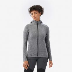 Bluza trekkingowa damska Merino Fresh. Szare bluzy bez kaptura damskie FORCLAZ, m, z elastanu. Za 249.99 zł.