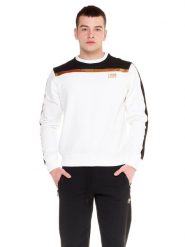 Bluza na co dzień na siłownię. Białe bluzy sportowe męskie LEONE 1947 APPAREL, bez wzorów, z bawełny, bez kołnierzyka, bez ramiączek. Za 126.26 zł.