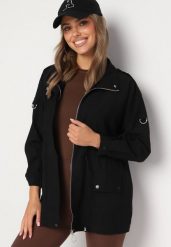 Czarna Kurtka Parka z Kapturem Ściągana Troczkami z Regulowanymi Rękawami Terilles. Czarne kurtki damskie Born2be, l, bez wzorów, z jeansu. Za 249.99 zł.