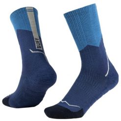 Skarpetki sportowe dla dorosłych Merino Midweight Crew Socks. Niebieskie skarpetki damskie Buff, bez wzorów, z elastanu. Za 139.99 zł.