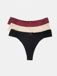 Majtki stringi 3 pack - kremowy. Białe stringi damskie Sinsay, l, bez wzorów. Za 25.99 zł.