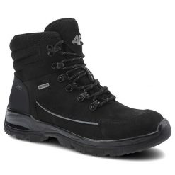 Czarne Trekkingi 4F Damskie Sportowe Buty Zimowe. Czarne buty sportowe na co dzień damskie 4f, bez wzorów, z materiału, trekkingowe. Za 369.00 zł.