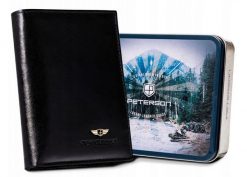 Portfel skórzany Peterson [DH] PTN N74-VT czarny. Czarne portfele męskie Peterson, bez wzorów, ze skóry. Za 90.99 zł.