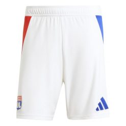 Szorty domowe OL 2024/25. Białe szorty męskie Adidas, z materiału, bez kołnierzyka. Za 193.65 zł.