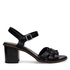 Sandały Lasocki. Czarne sandały damskie Lasocki, bez wzorów, bez obcasa, na słupku. Za 119.99 zł.