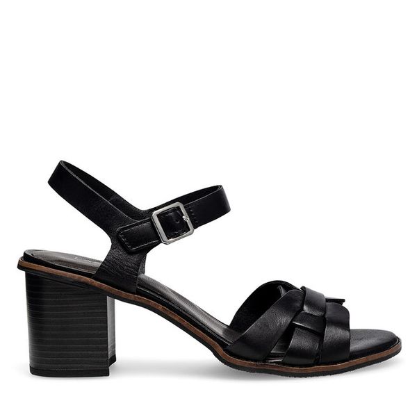 Sandały Lasocki. Czarne sandały damskie Lasocki, bez wzorów, bez obcasa, na słupku. Za 199.99 zł.