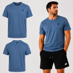 4F KOSZULKA MĘSKA T-SHIRT 1 BAWEŁNA KOLEKCJA LIMITOWANA M3948 SS26. Szare t-shirty sportowe męskie 4f, m, z bawełny, bez ramiączek, na fitness i siłownię. Za 54.99 zł.