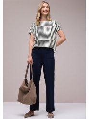 Street One Koszulka w kolorze biało-granatowym rozmiar: 38. Białe t-shirty damskie Street One, bez wzorów, z bawełny, bez kołnierzyka. Za 96.83 zł.