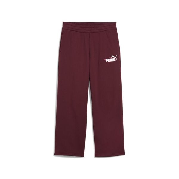 Spodnie spodnie o prostym kroju Essentials Nature 2.0 Comfort z logo PUMA. Czerwone spodnie materiałowe damskie Puma, bez wzorów, eleganckie. W wyprzedaży za 154.00 zł.