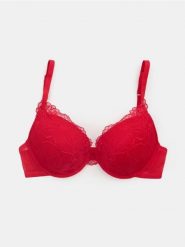 Biustonosz Extra Push-Up z koronką - czerwony. Czerwone biustonosze Sinsay, bez wzorów, z koronki. Za 29.99 zł.