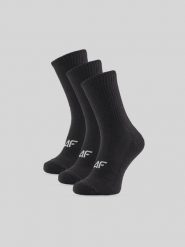 4F Skarpetki długie (3-pack) damskie - czarne 35-38. Czarne skarpetki damskie 4f, bez wzorów, z bawełny. Za 59.99 zł.