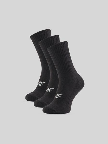 4F Skarpetki długie (3-pack) damskie - czarne 35-38. Czarne skarpetki damskie 4f, bez wzorów, z bawełny. Za 59.99 zł.