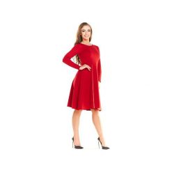 Sukienka N034 czerwony. Czerwone sukienki damskie Awama, l, bez wzorów, z bawełny, bez kołnierzyka, bez ramiączek. Za 129.00 zł.