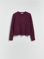 Sweter z wiskozą - ciemnofioletowy. Fioletowe swetry klasyczne damskie Reserved, l, z dzianiny, bez kołnierzyka. Za 99.99 zł.