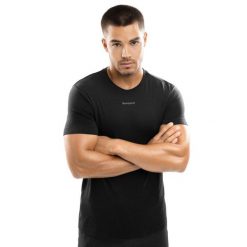 Męska koszulka treningowa z krótkim rękawem Fitness Siroko Conquer. Czarne t-shirty sportowe męskie SIROKO, m, z tkaniny, bez ramiączek, do biegania. W wyprzedaży za 84.00 zł.